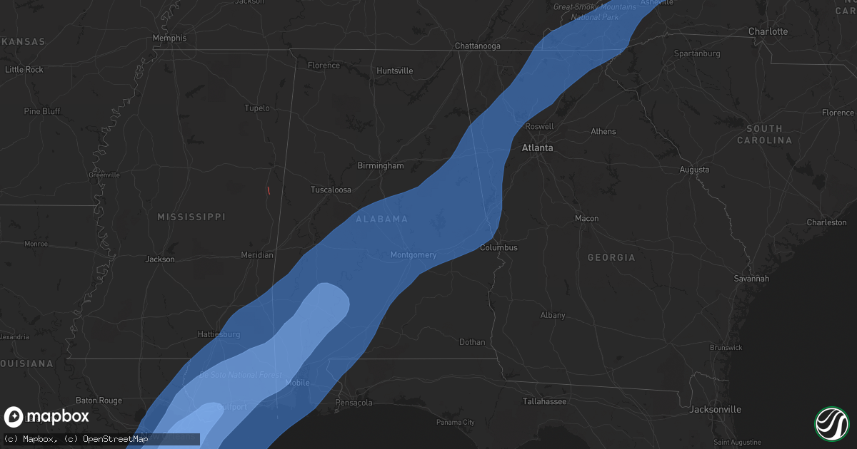 Hail map in Louisiana on October 28, 2020