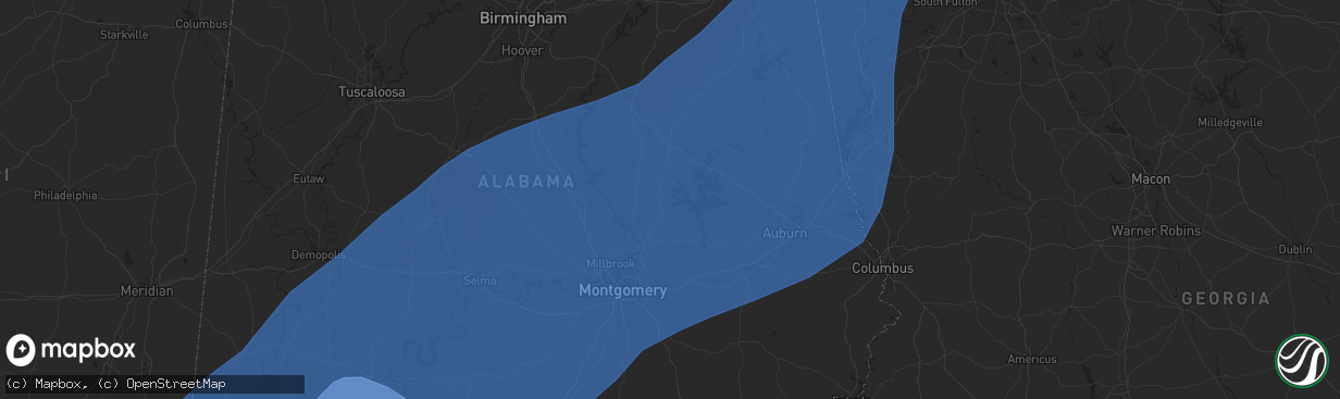 Hail map in Montgomery, AL on October 28, 2020