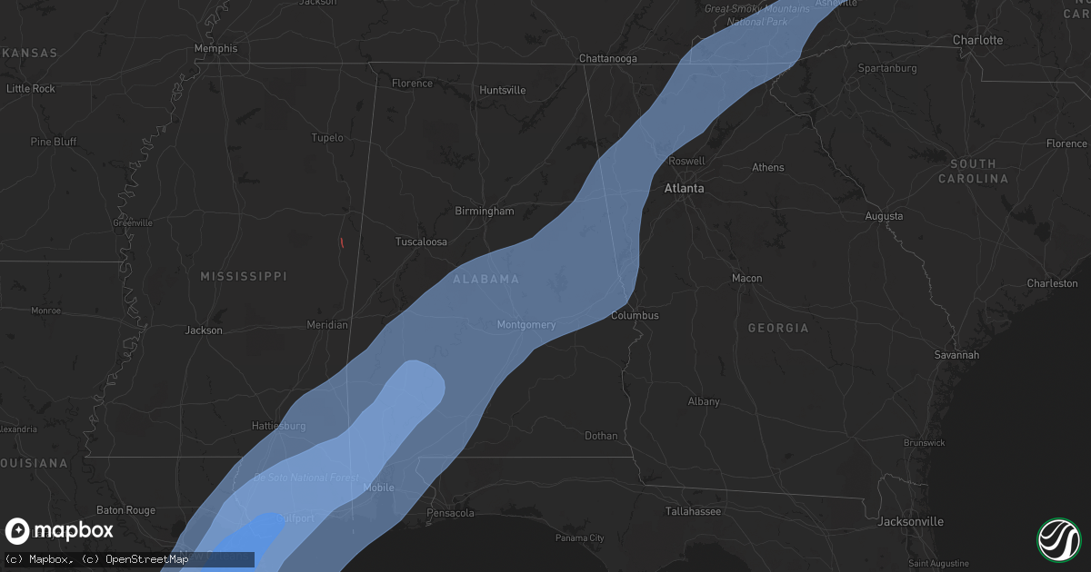 Hail map in South Carolina on October 28, 2020