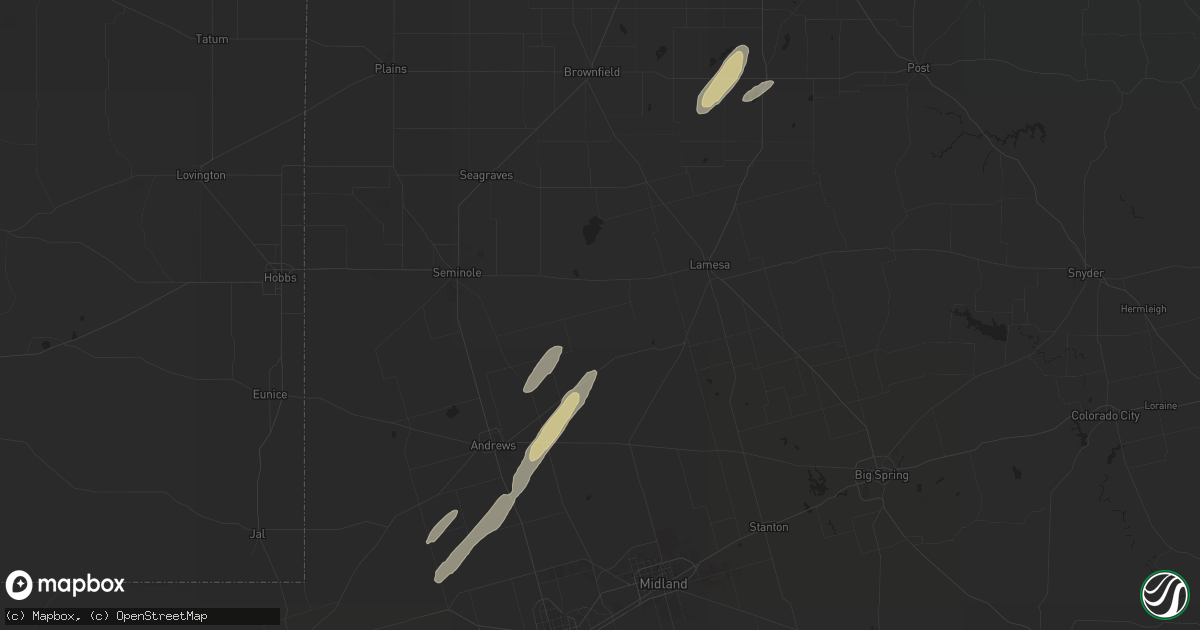 Hail map in Andrews, TX on October 28, 2023