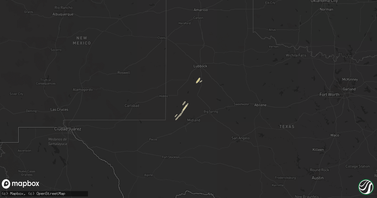 Hail map in Texas on October 28, 2023