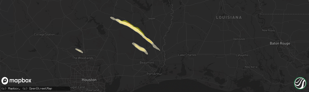 Hail map in Buna, TX on October 28, 2025