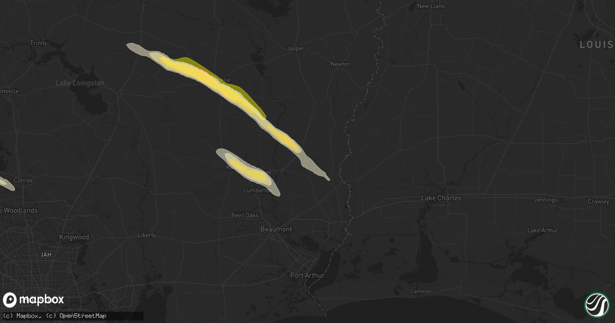 Hail map in Buna, TX on October 28, 2025