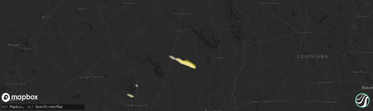 Hail map in Chester, TX on October 28, 2025
