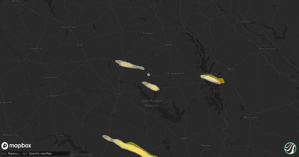Hail map in Chireno, TX on October 28, 2025