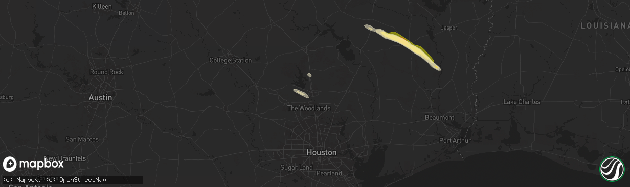 Hail map in Conroe, TX on October 28, 2025