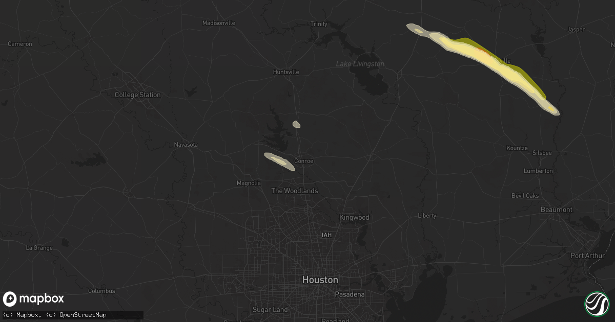 Hail map in Conroe, TX on October 28, 2025