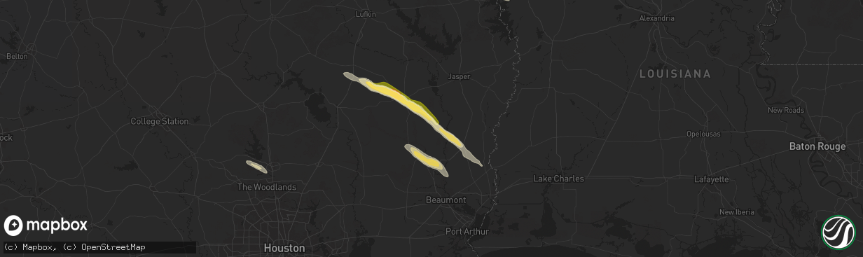 Hail map in Fred, TX on October 28, 2025