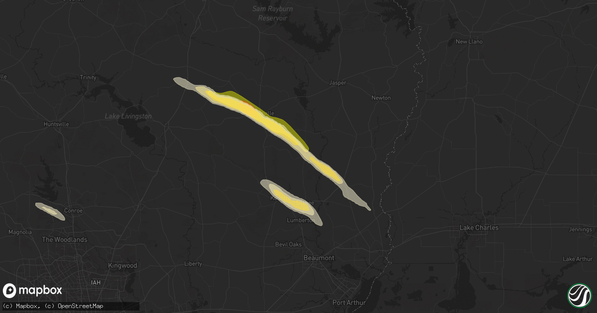 Hail map in Fred, TX on October 28, 2025