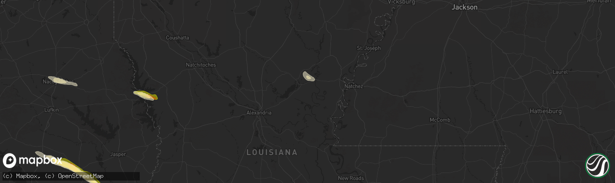 Hail map in Jonesville, LA on October 28, 2025