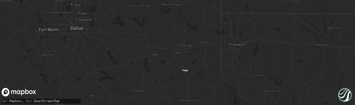 Hail map in Kilgore, TX on October 28, 2025