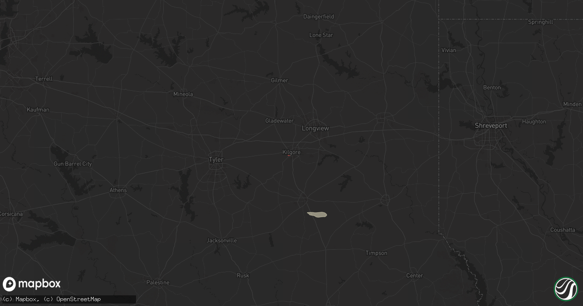 Hail map in Kilgore, TX on October 28, 2025