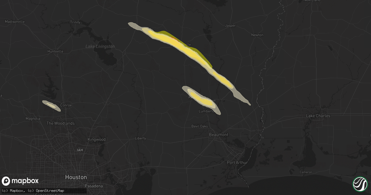 Hail map in Kountze, TX on October 28, 2025