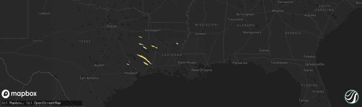 Hail map in Louisiana on October 28, 2025