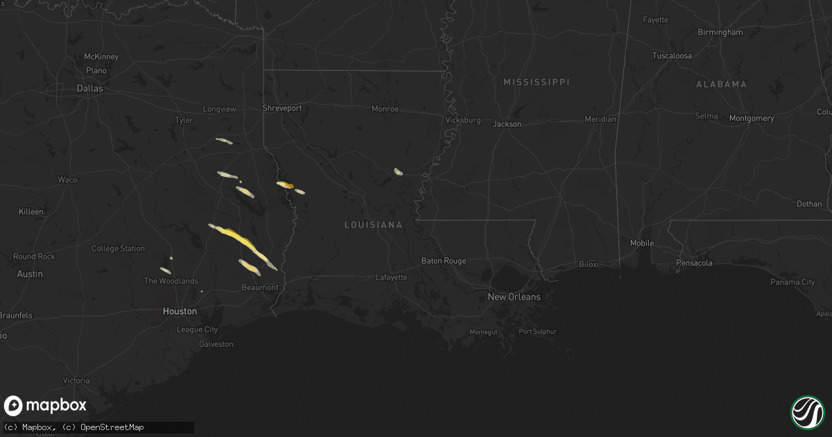 Hail map in Louisiana on October 28, 2025