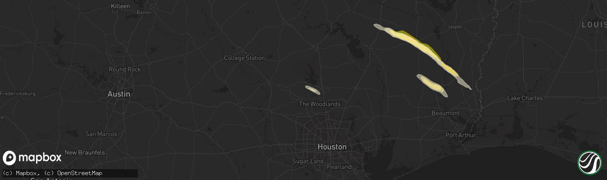 Hail map in Montgomery, TX on October 28, 2025