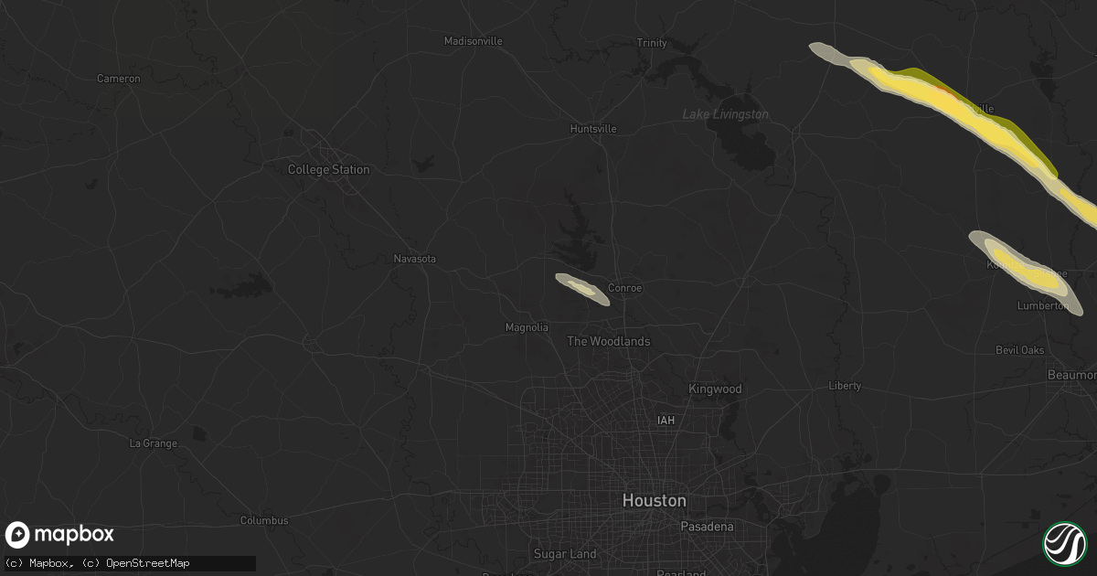 Hail map in Montgomery, TX on October 28, 2025