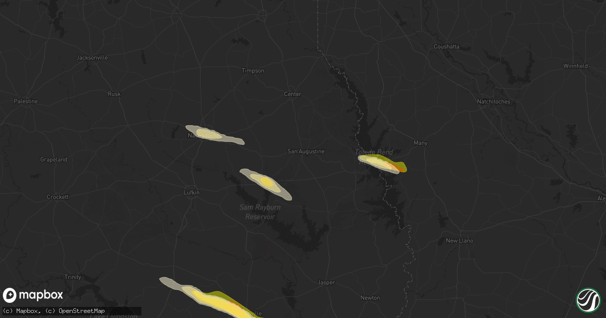 Hail map in San Augustine, TX on October 28, 2025