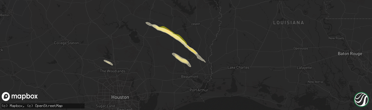 Hail map in Silsbee, TX on October 28, 2025