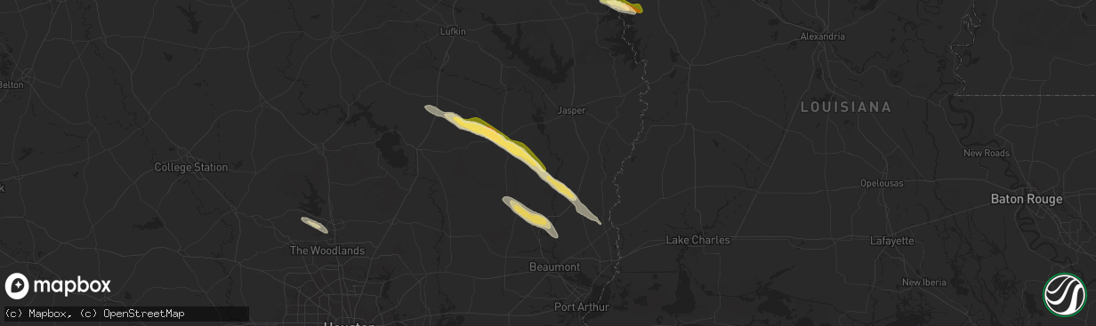 Hail map in Spurger, TX on October 28, 2025
