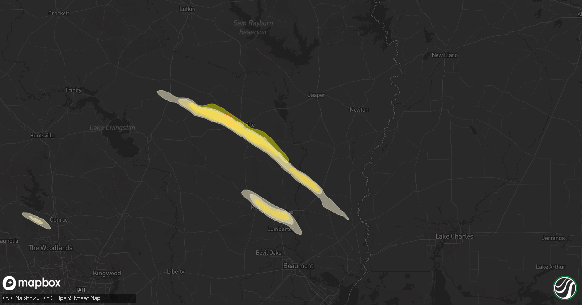 Hail map in Spurger, TX on October 28, 2025