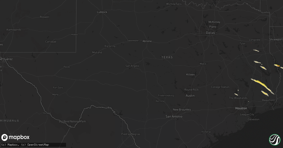 Hail map in Texas on October 28, 2025
