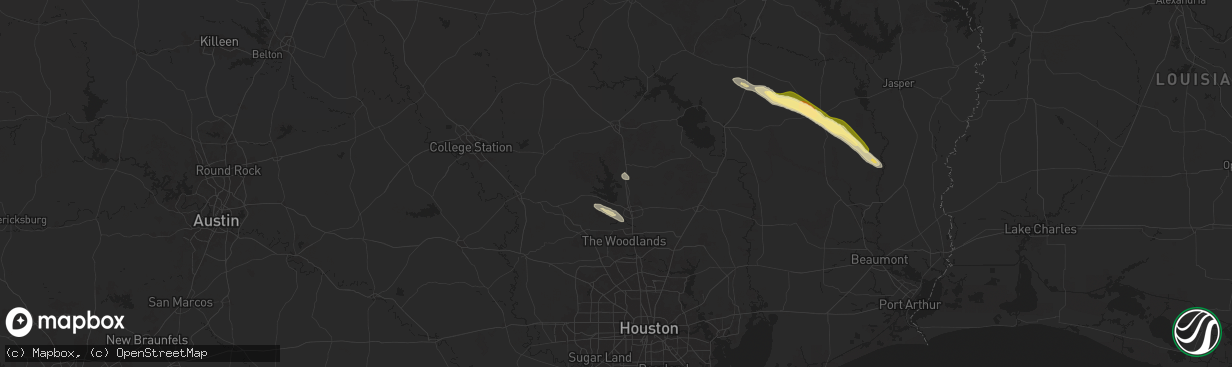 Hail map in Willis, TX on October 28, 2025