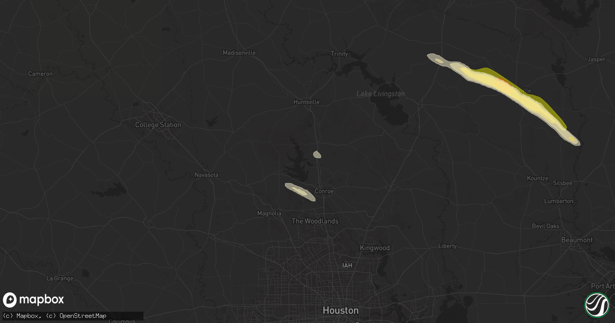 Hail map in Willis, TX on October 28, 2025