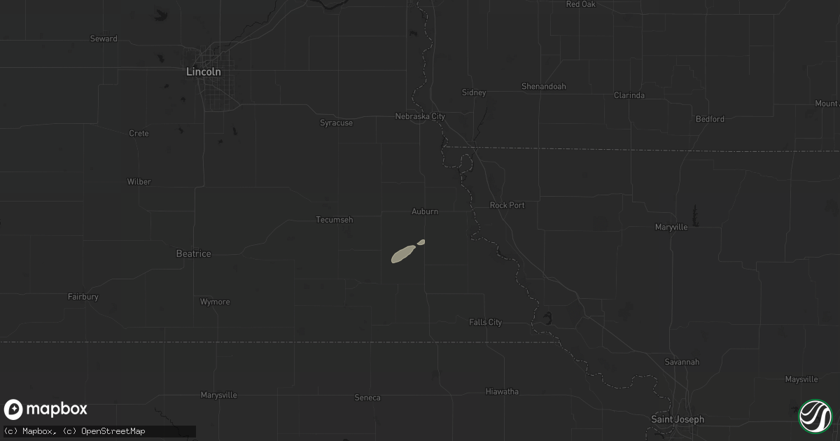 Hail map in Auburn, NE on October 28, 2026
