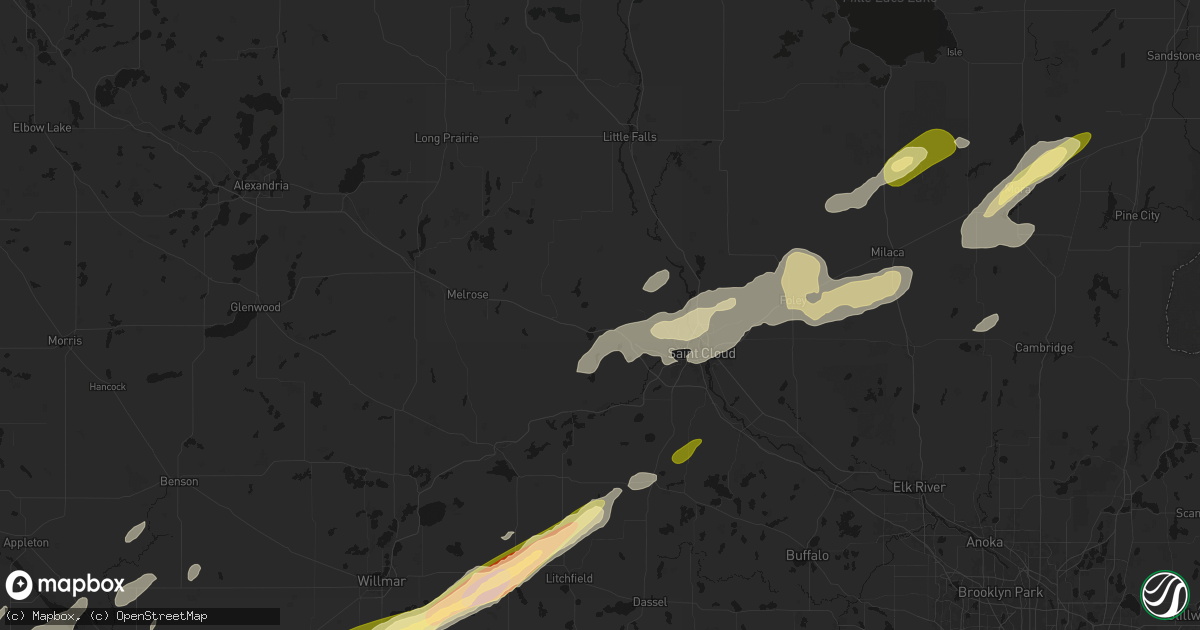 Hail map in Avon, MN on October 28, 2026