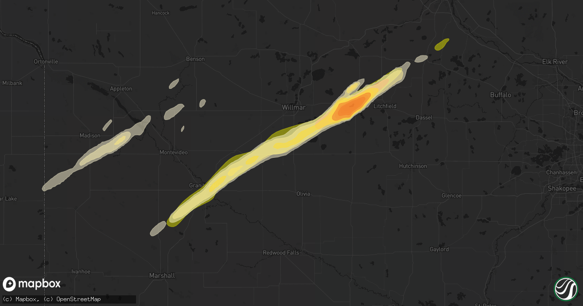 Hail map in Blomkest, MN on October 28, 2026