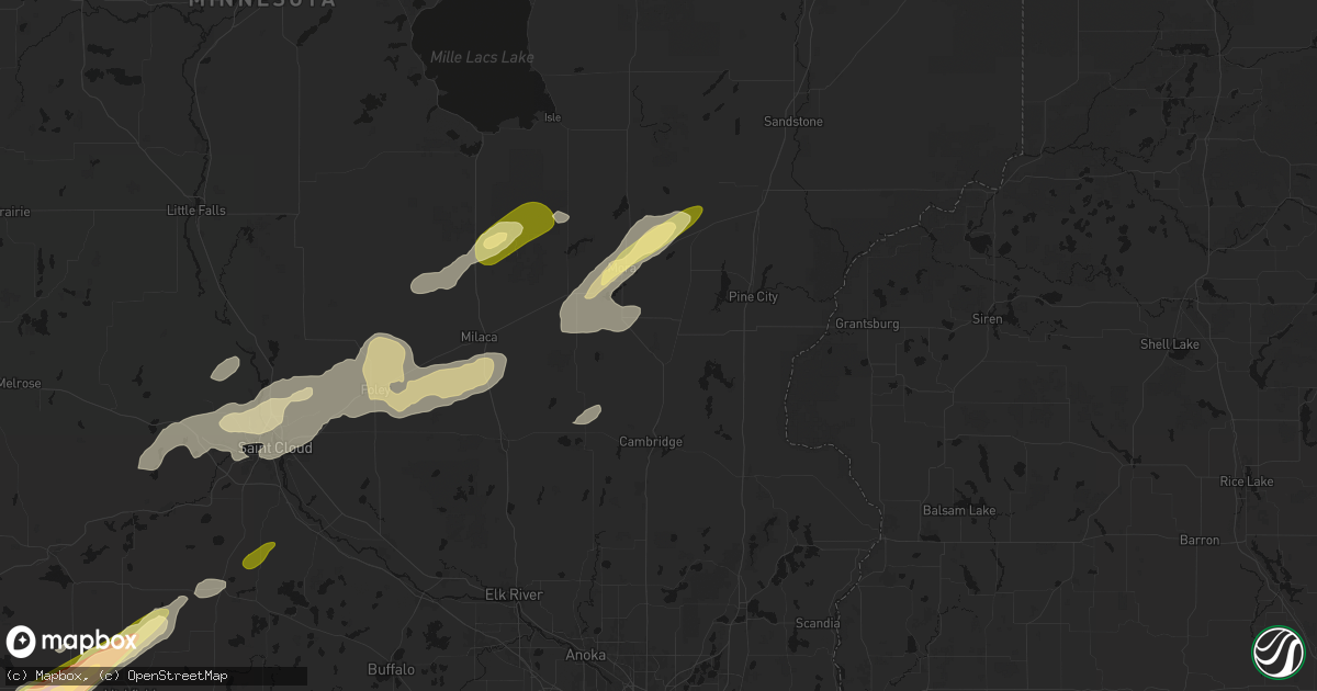 Hail map in Braham, MN on October 28, 2026