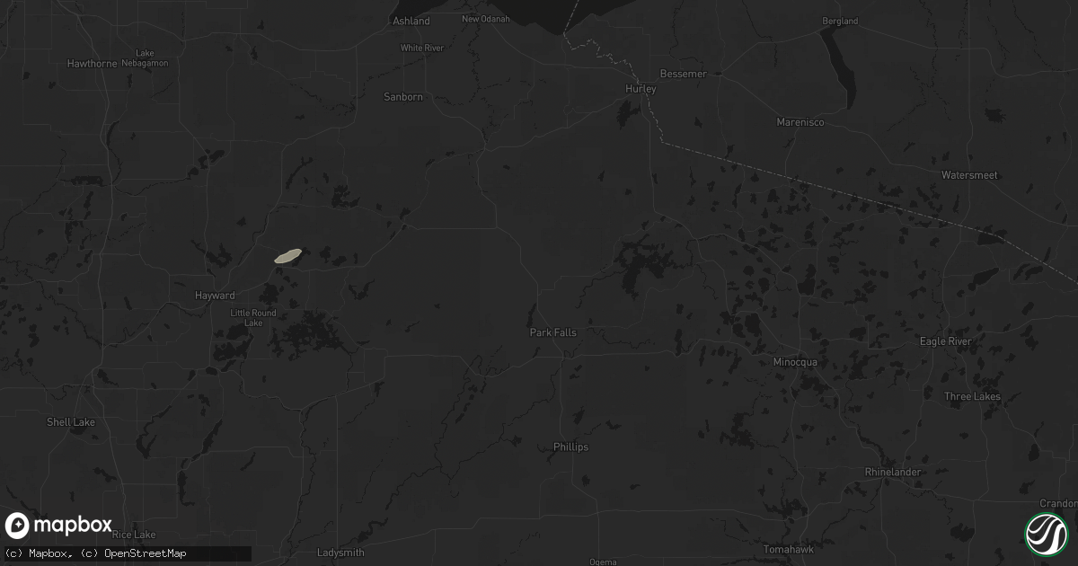 Hail map in Butternut, WI on October 28, 2026