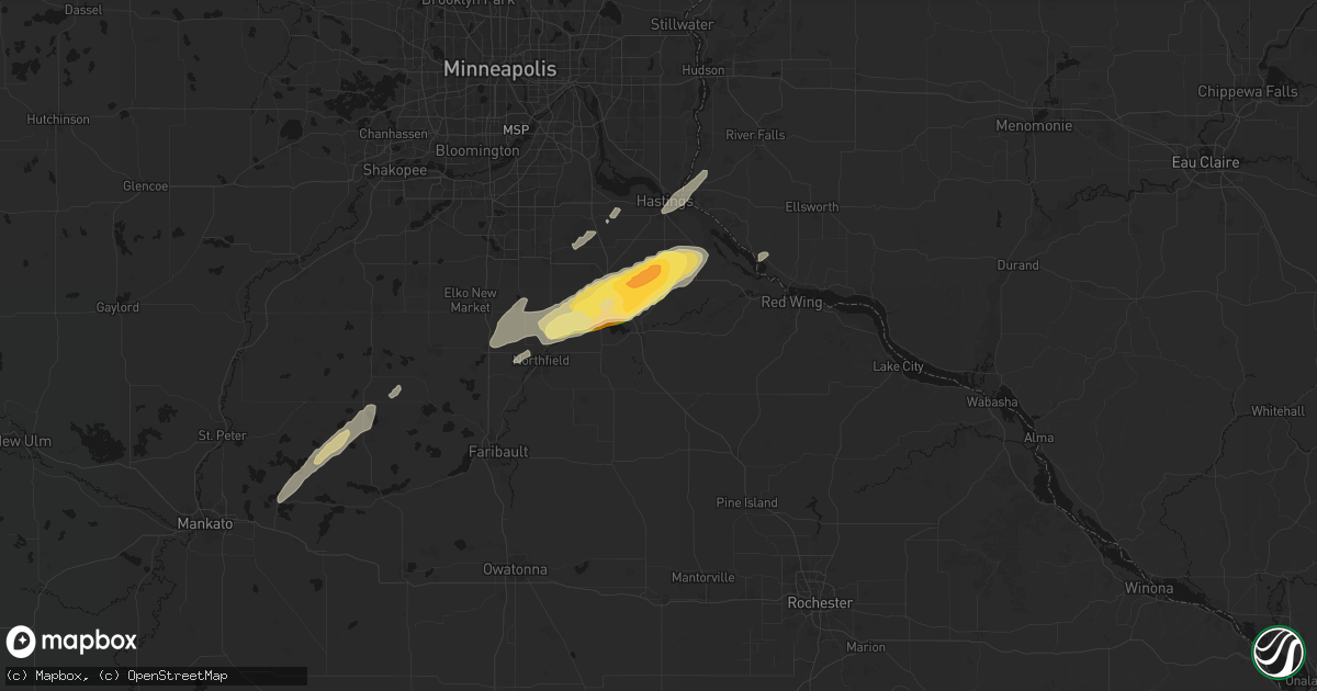Hail map in Cannon Falls, MN on October 28, 2026