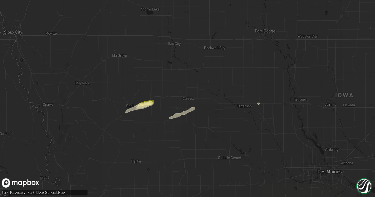 Hail map in Carroll, IA on October 28, 2026