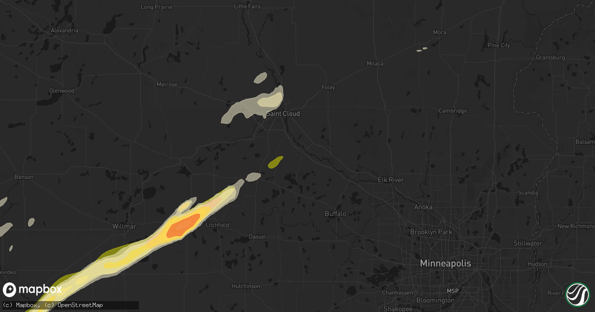 Hail map in Clearwater, MN on October 28, 2026