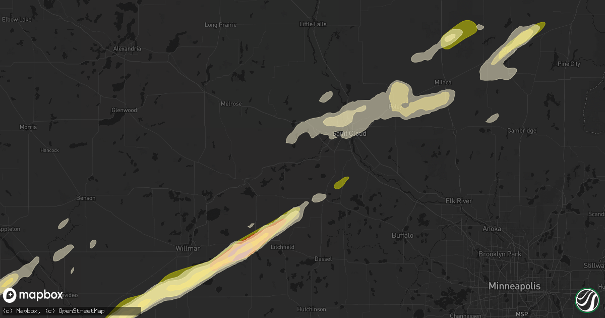 Hail map in Cold Spring, MN on October 28, 2026