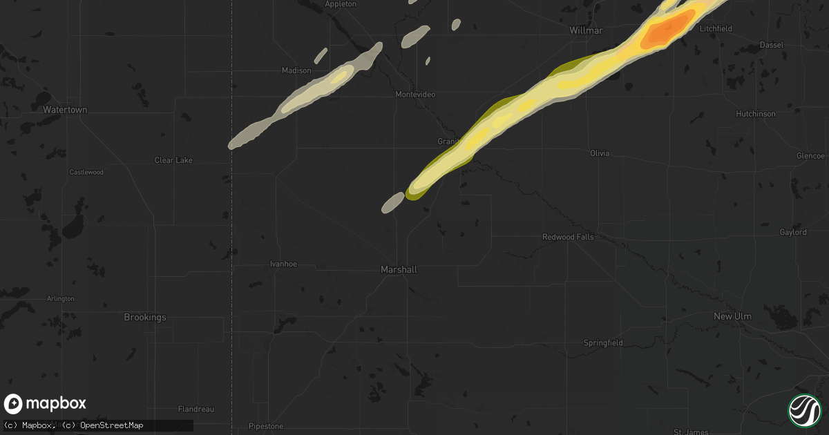 Hail map in Cottonwood, MN on October 28, 2026