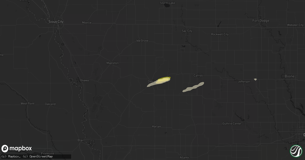 Hail map in Denison, IA on October 28, 2026