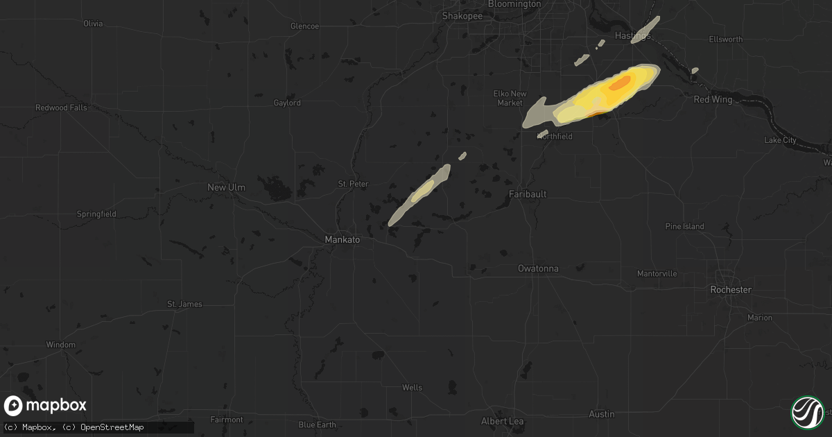 Hail map in Elysian, MN on October 28, 2026