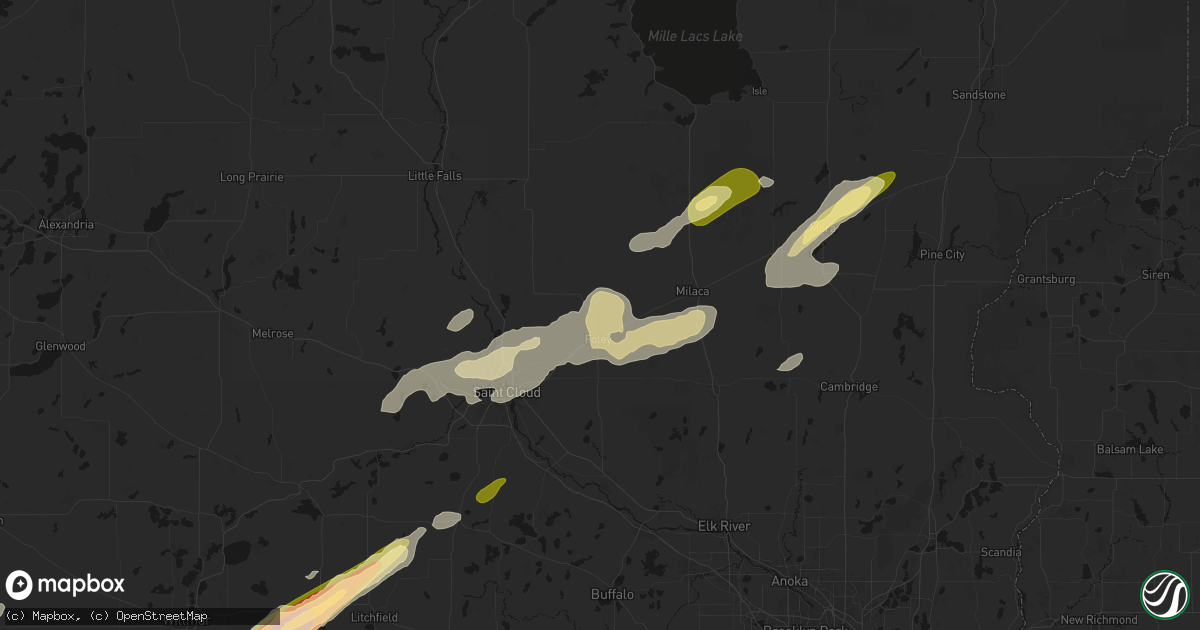 Hail map in Foley, MN on October 28, 2026