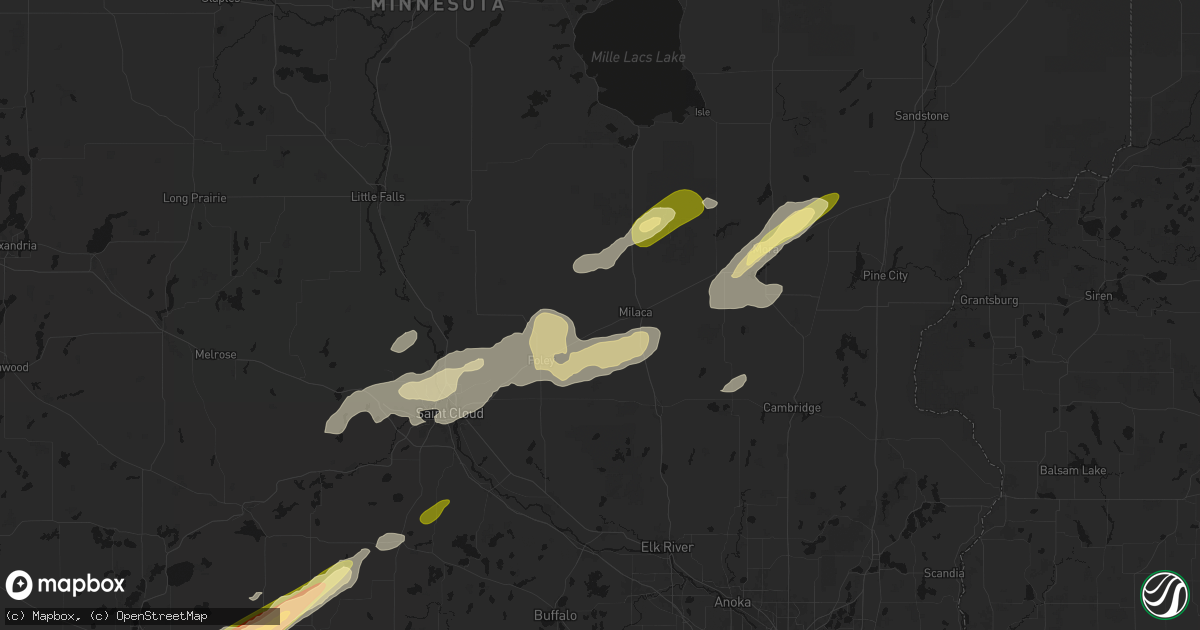 Hail map in Foreston, MN on October 28, 2026