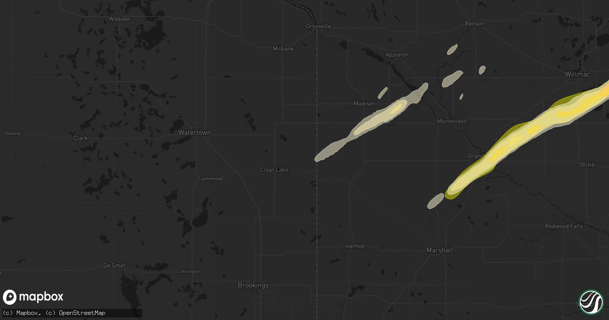 Hail map in Gary, SD on October 28, 2026