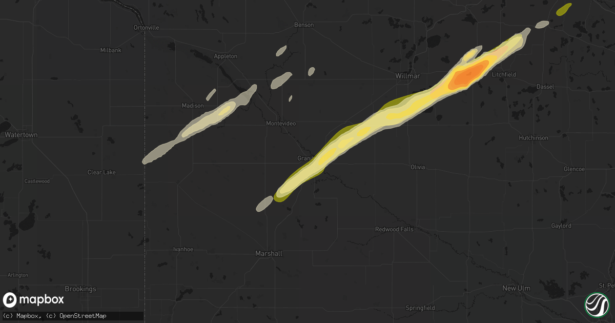 Hail map in Granite Falls, MN on October 28, 2026