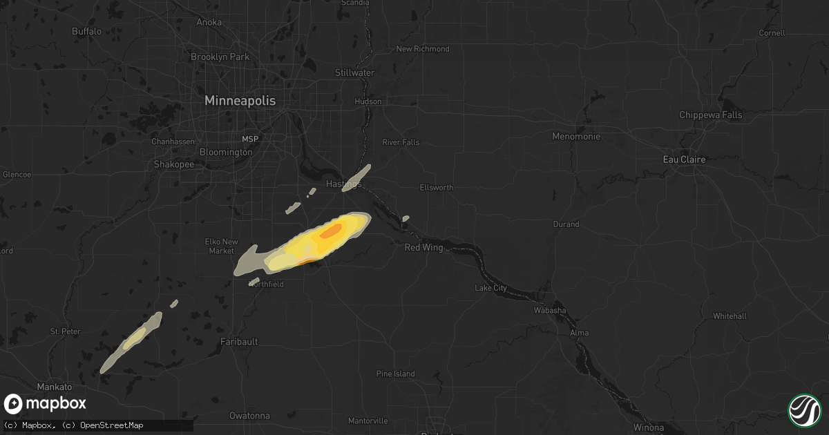 Hail map in Hager City, WI on October 28, 2026