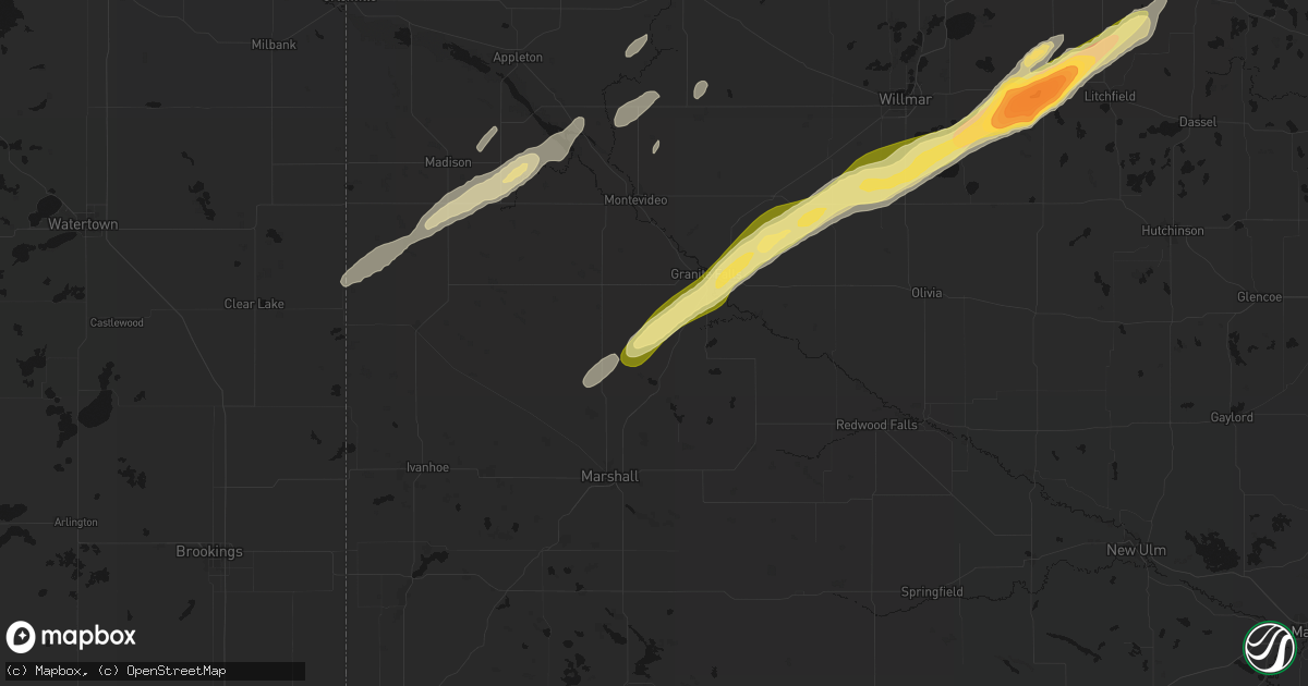 Hail map in Hanley Falls, MN on October 28, 2026