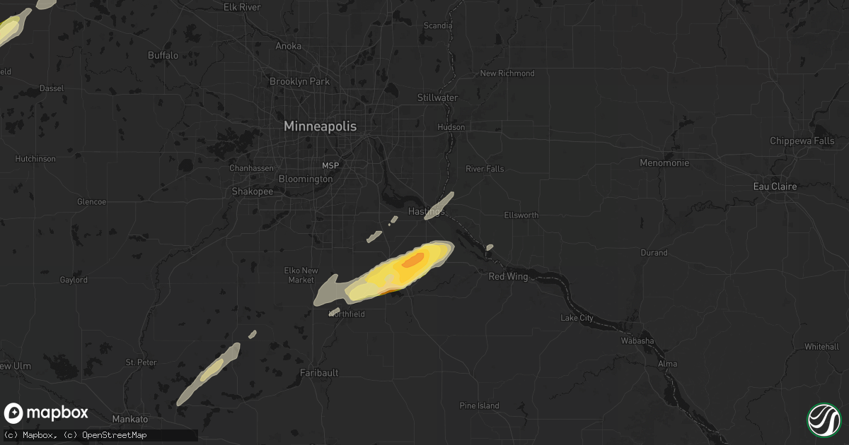 Hail map in Hastings, MN on October 28, 2026