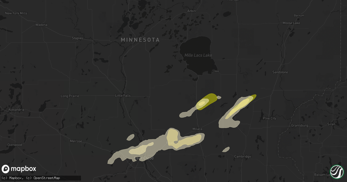 Hail map in Hillman, MN on October 28, 2026