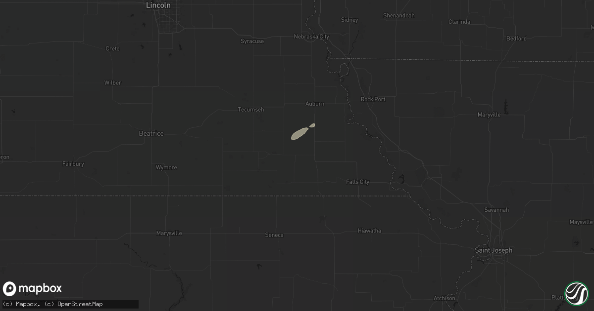 Hail map in Humboldt, NE on October 28, 2026