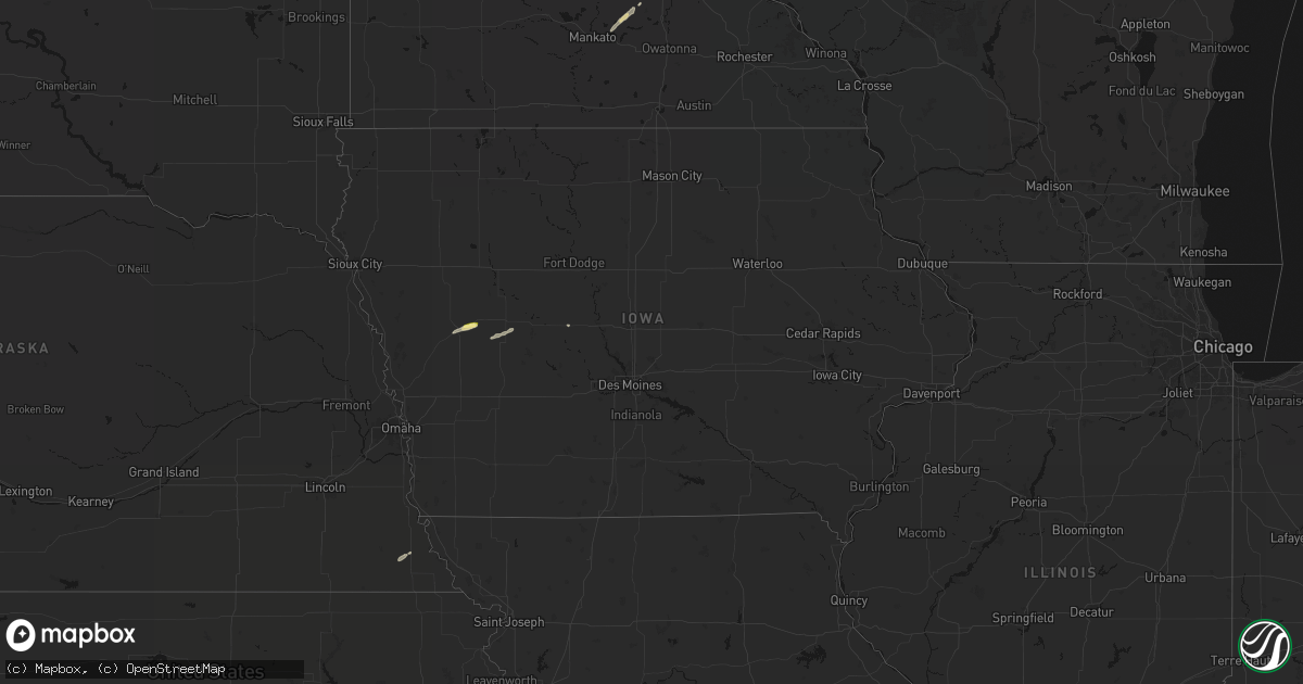 Hail map in Iowa on October 28, 2026